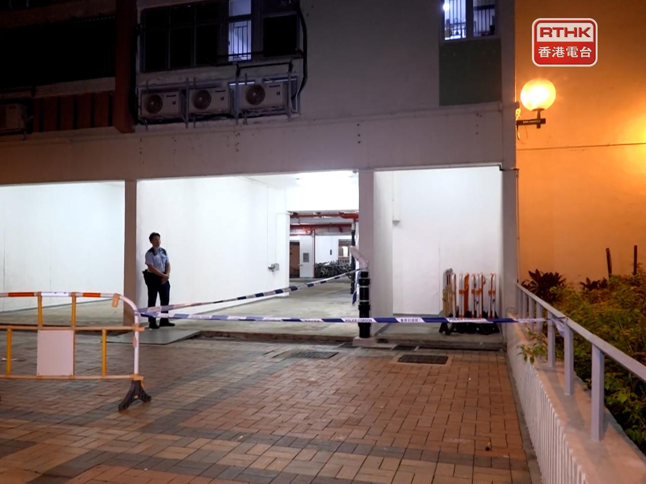 警方初步調查後，相信女童從康和樓一個單位意外墮下。（孔令輝攝）