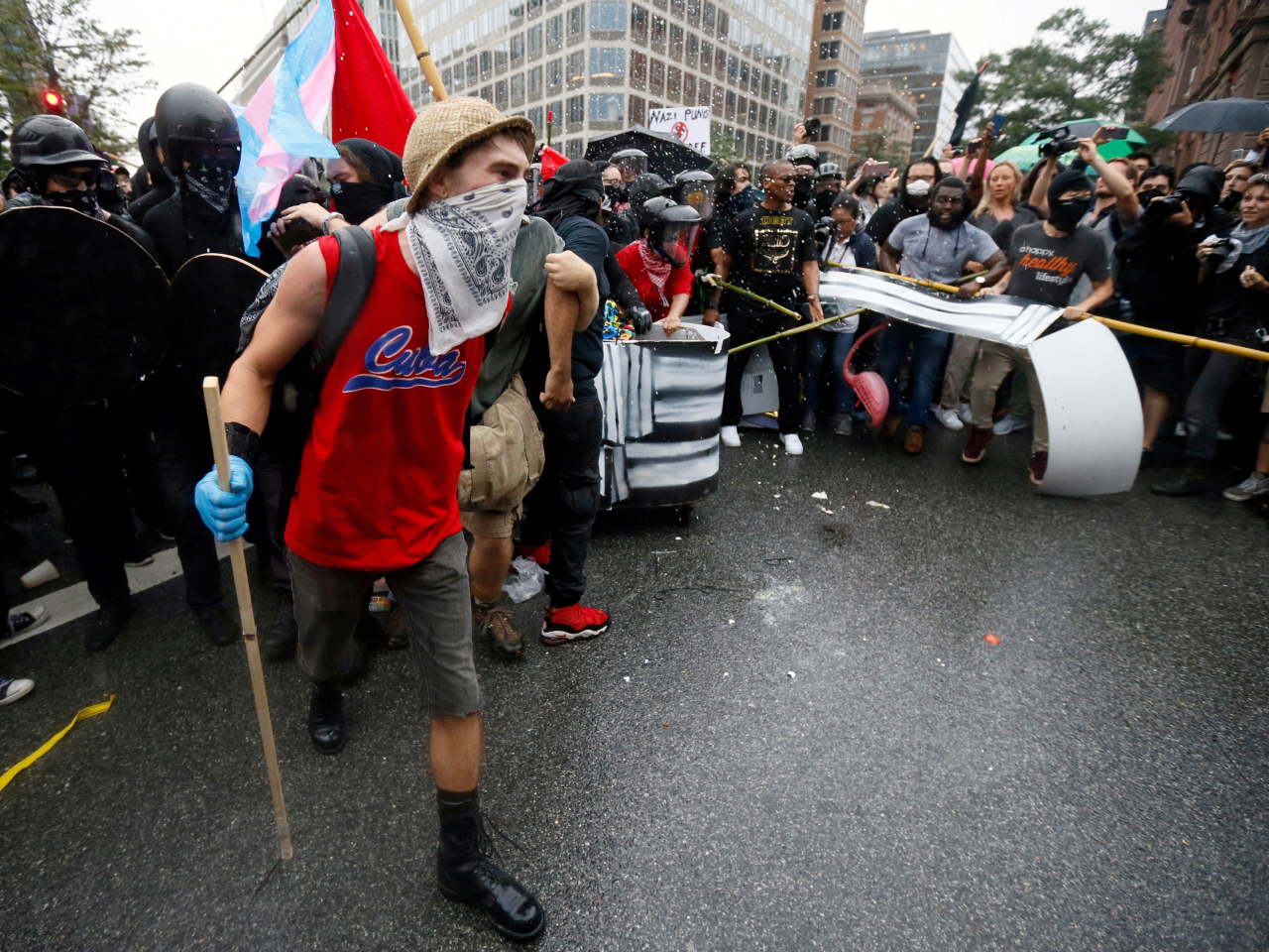 Antifa activists march in a counter-protest against a far-right rally in Washington in 2018. File photo: Reuters