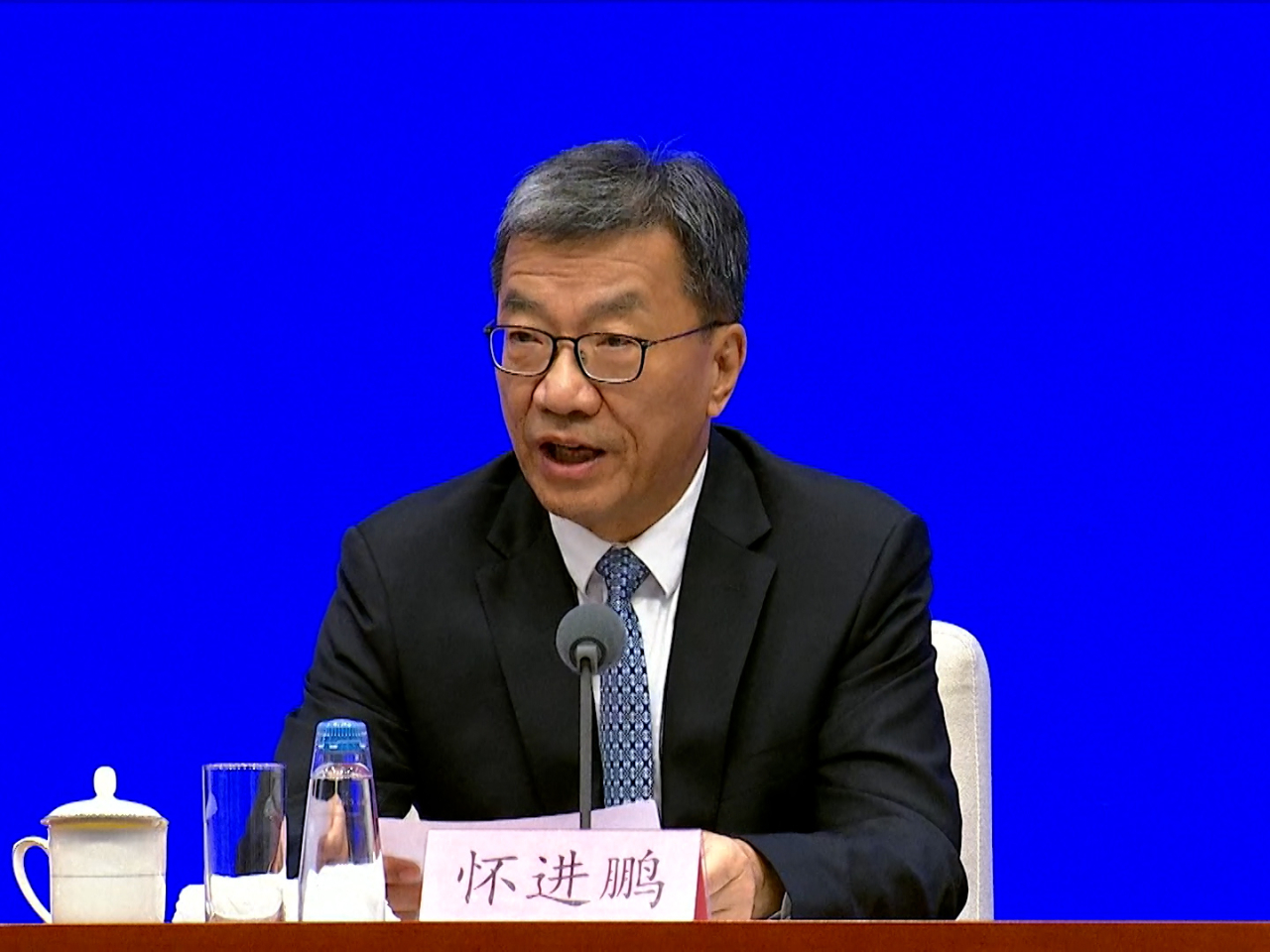 懷進鵬說，教育是強國建設、民族復興之基。（央視）