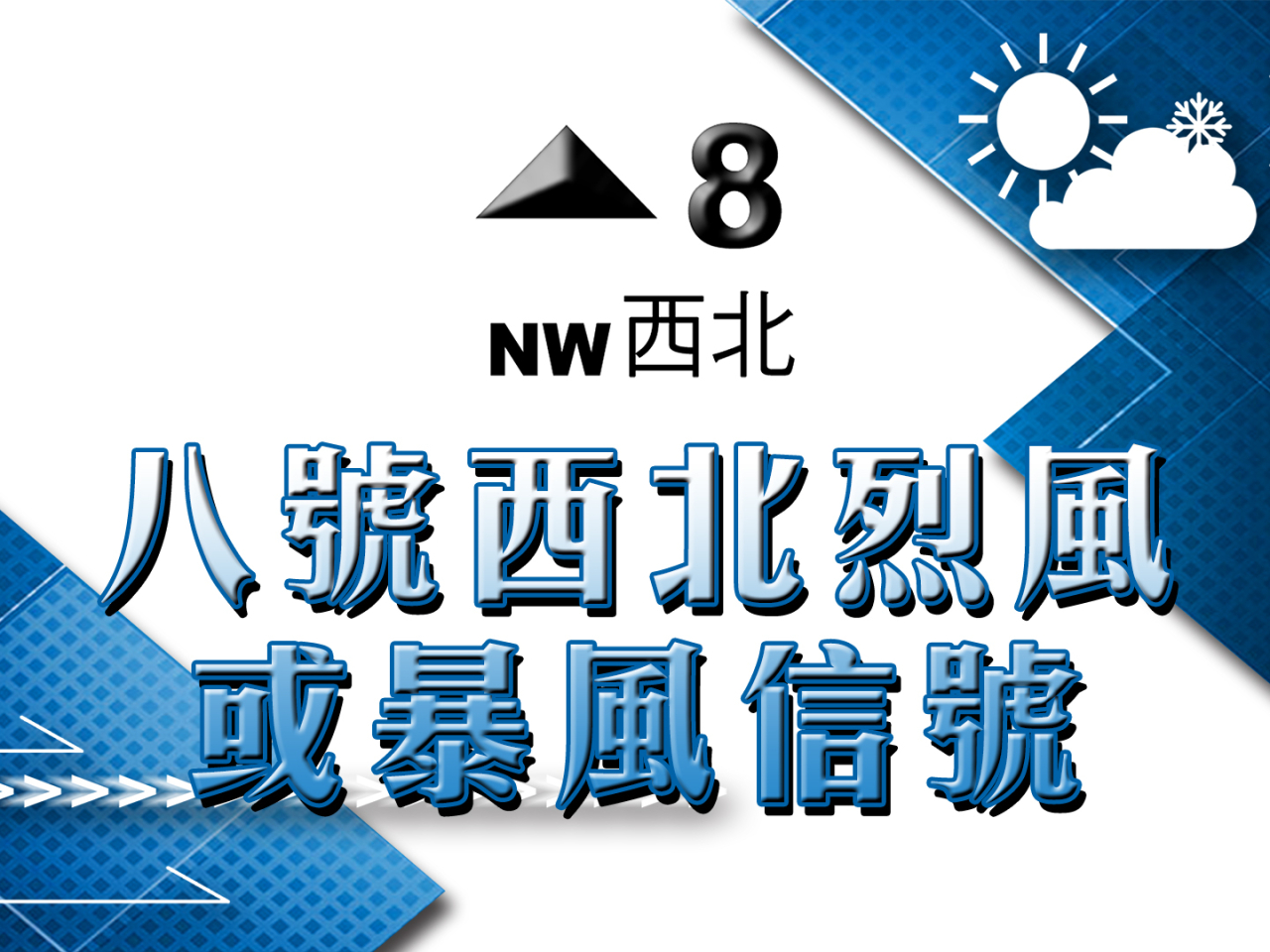 八號西北烈風或暴風信號生效