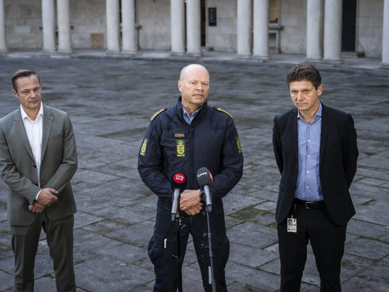 Danish officials discuss the drone incursion near Copenhagen Airport forcing the airspace over Copenhagen to be closed for four hours overnight into Tuesday. Photo: AFP