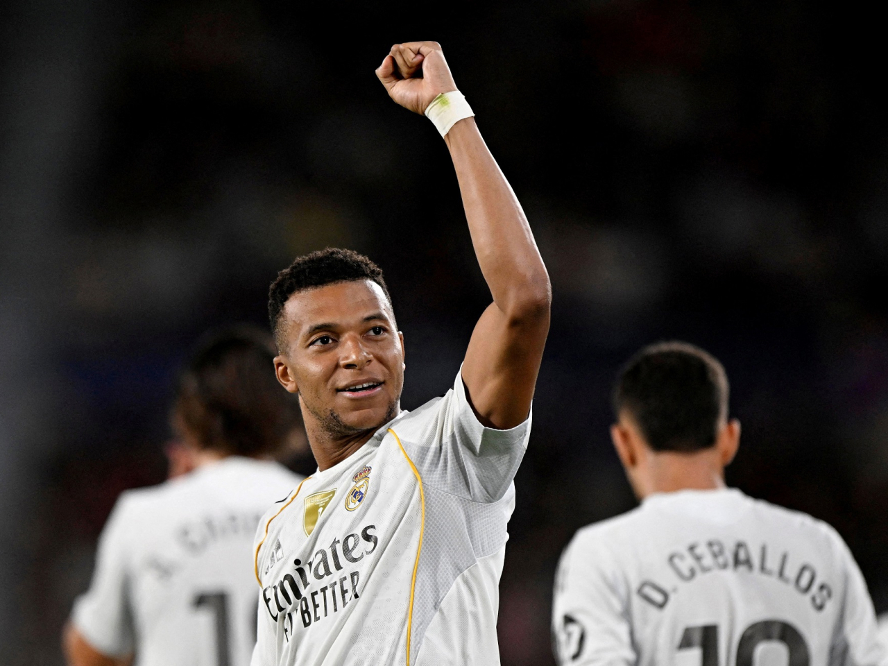 Real Madrid's Kylian Mbappe celebrates scoring their third goal. Photo: Reuters