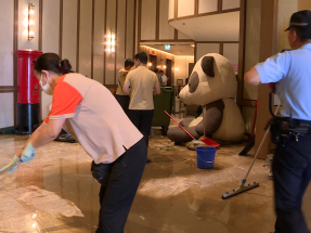 Waves inundate seaside hotel lobby as Ragasa lashes HK