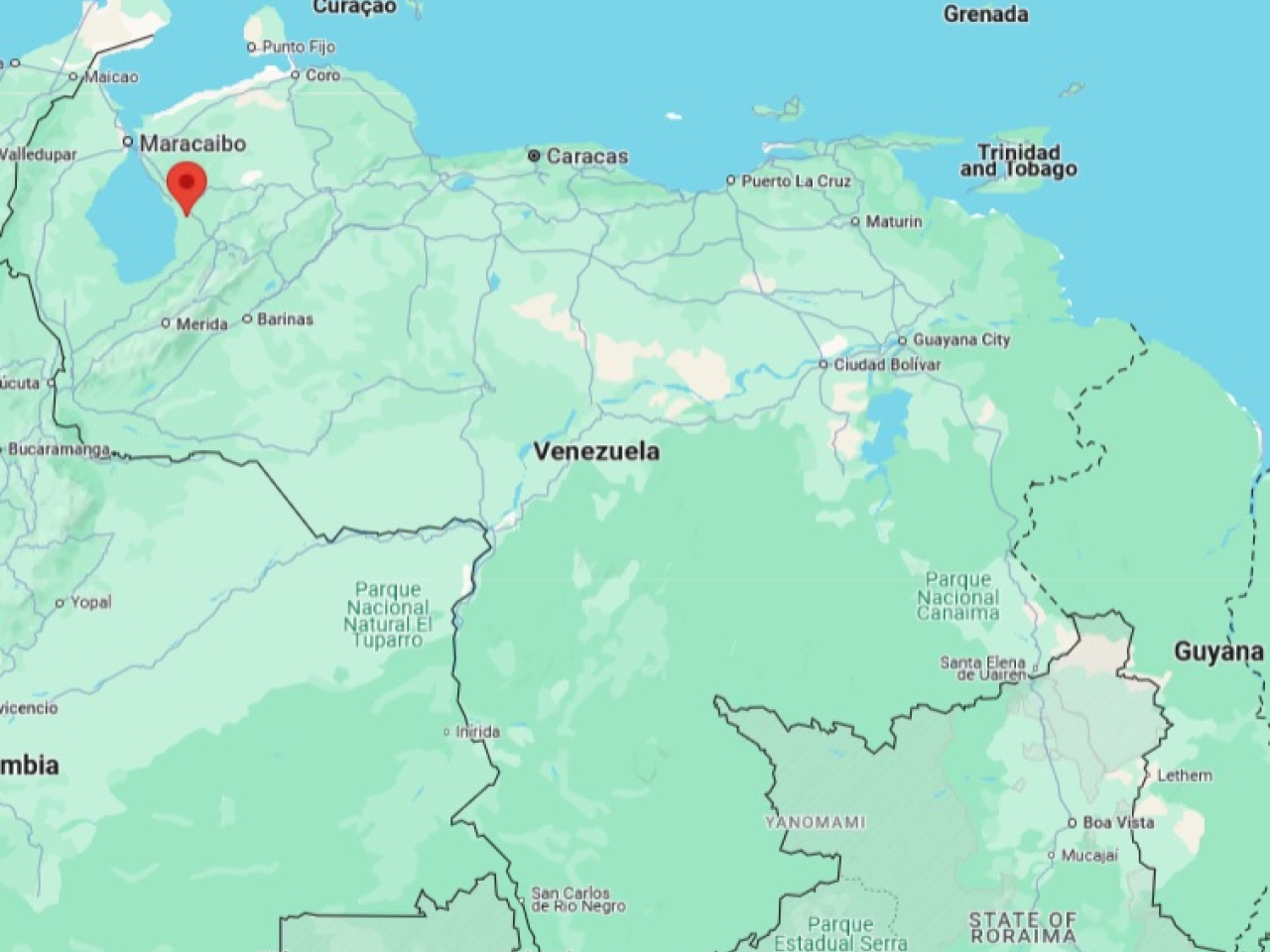According to the US Geological Survey, the epicenter of the quake was located at a depth of 7.8 kilometers some 24 kilometers from Mene Grande. Image: Google Maps