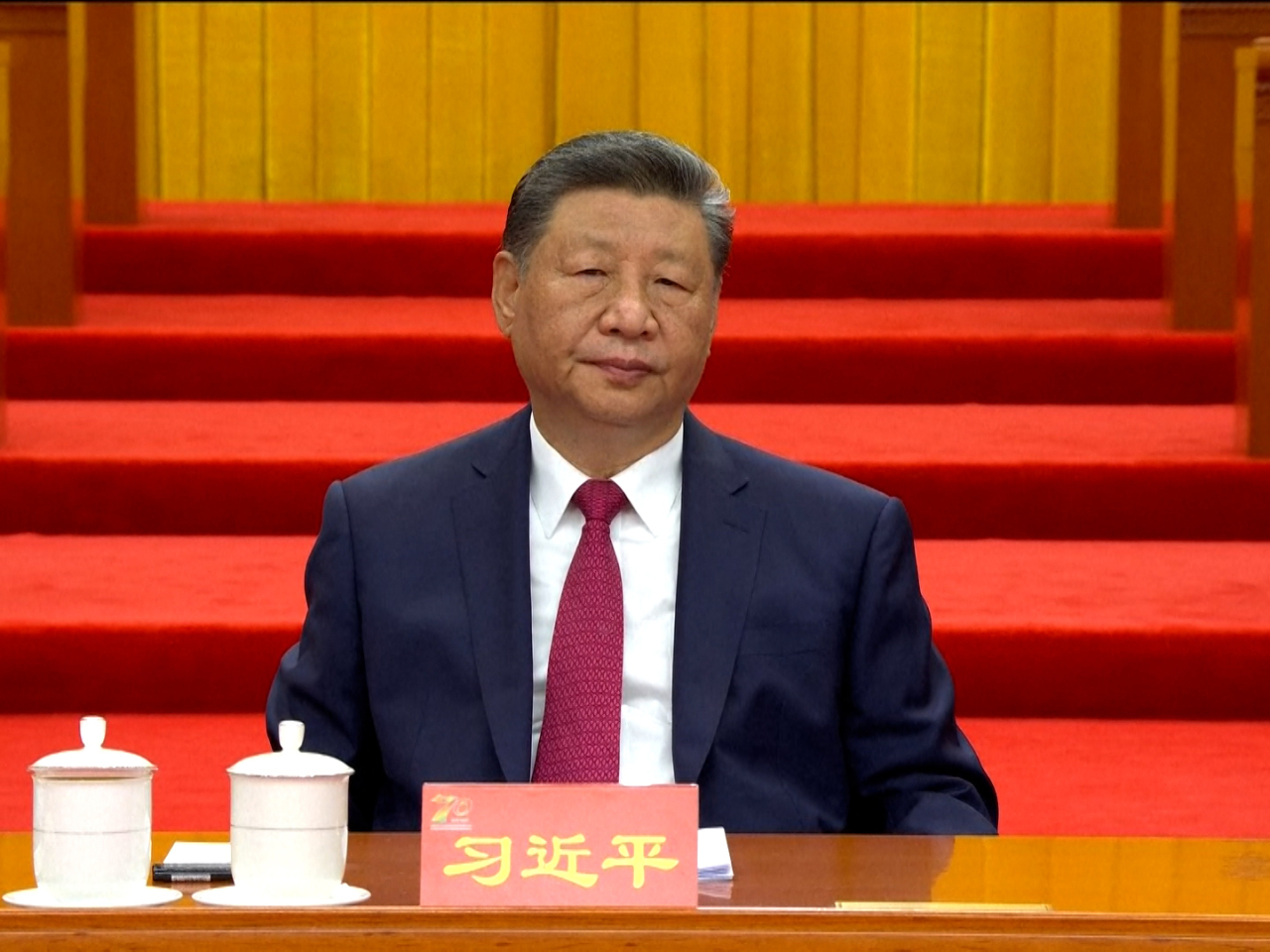 President Xi Jinping attends a grand gathering in Urumqi to celebrate the 70th founding anniversary of the Xinjiang Uygur Autonomous Region. Image: CCTV