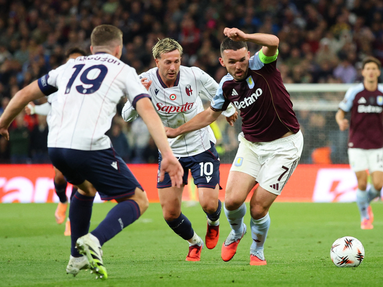 John McGinn scored the only goal of the match in Villa's 1-0 win against Serie A Bologna. Photo: Reuters