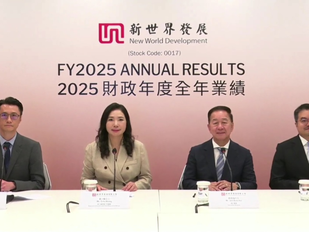 黃少媚（左二）強調，只要透過合適融資工具，都有助加強公司流動性，強調一切都是為了長遠實現減債目標。（網上會議截圖）