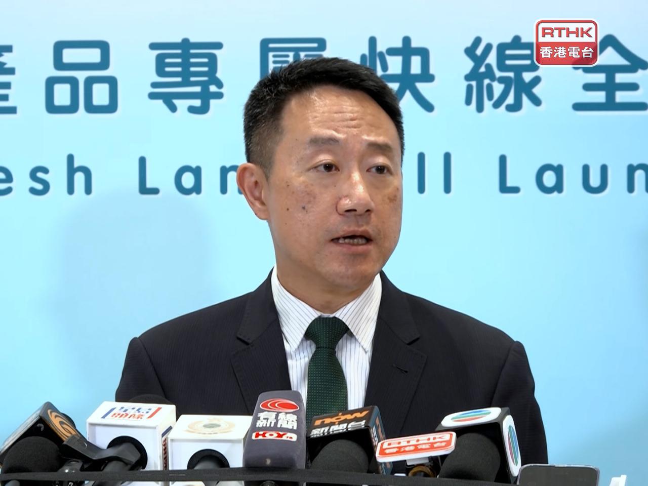 陳子達希望利用這個快線進一步促進兩地經貿合作，同時鞏固香港作為國際物流樞紐的地位。（孔令輝攝）