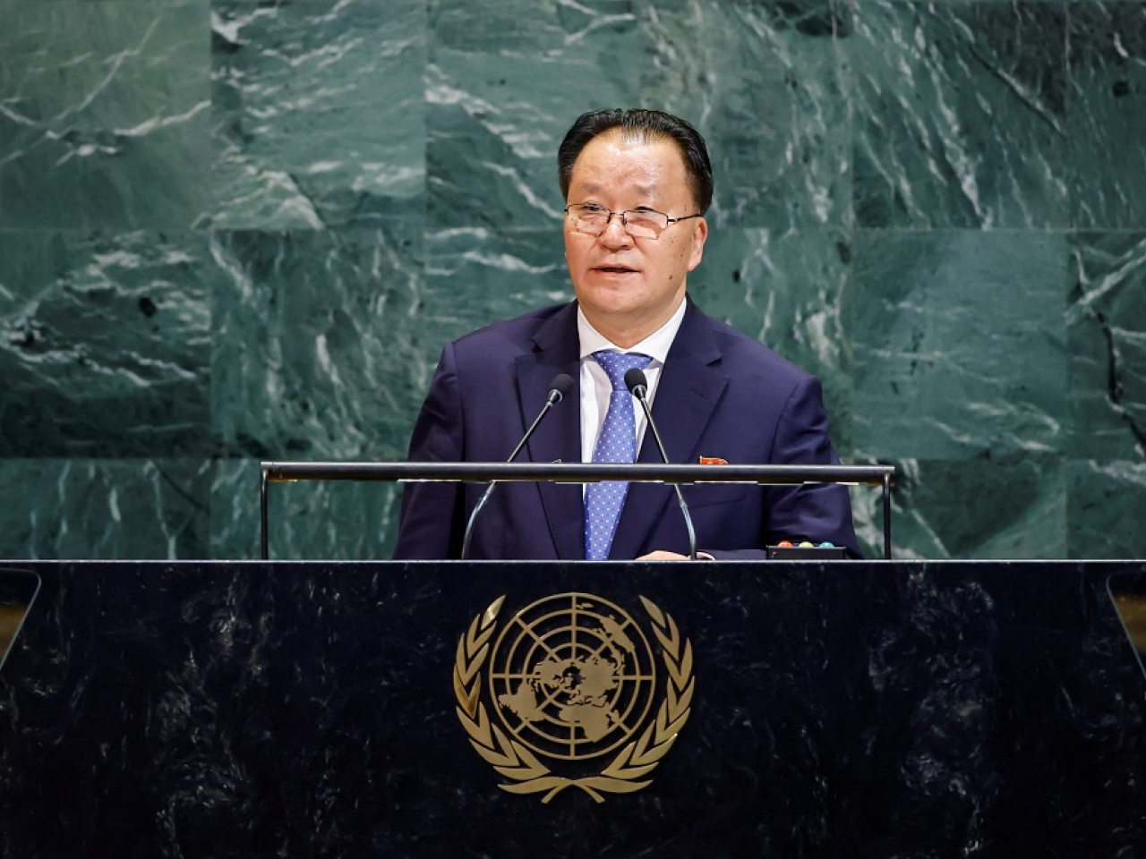 North Korea's Vice Minister for Foreign Affairs Kim Son Gyong addresses the United Nations in New York: Photo: Reuters