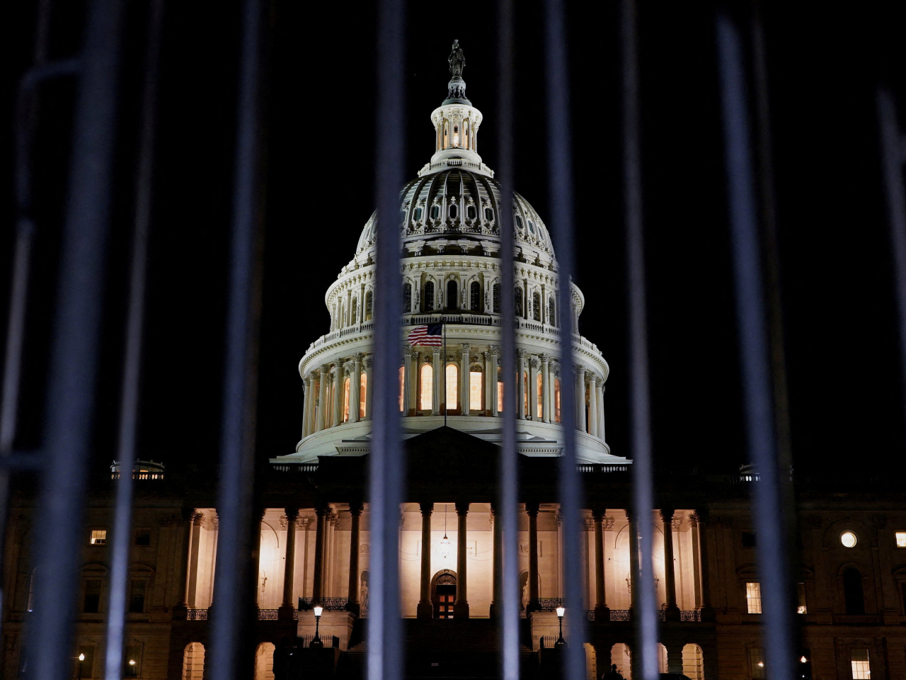 Gates close at the US Capitol as the shutdown begins at midnight local time. Photo: Reuters