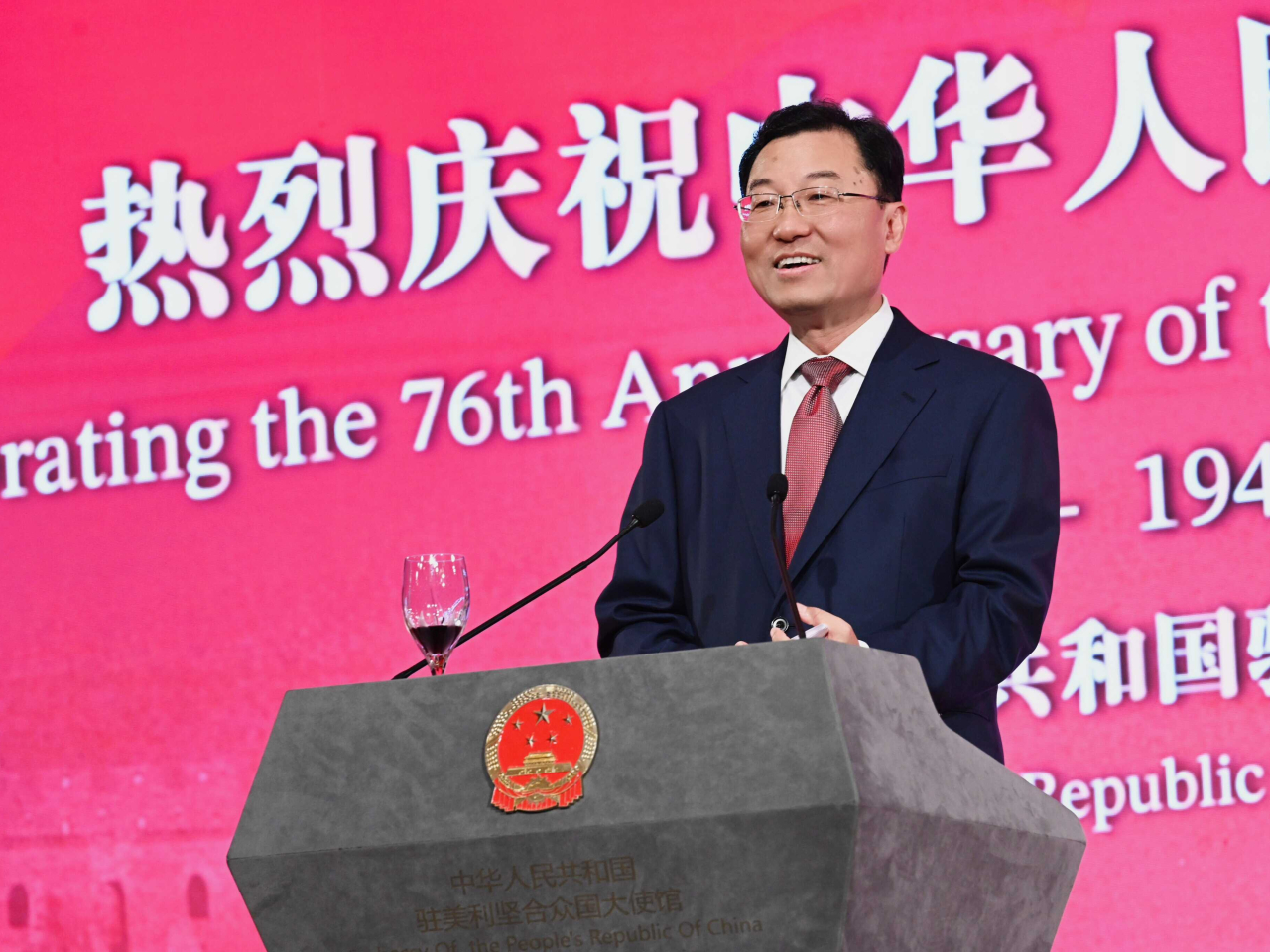 謝鋒說，中美合，世界安；中美鬥，世界憂。（中國駐美使館）