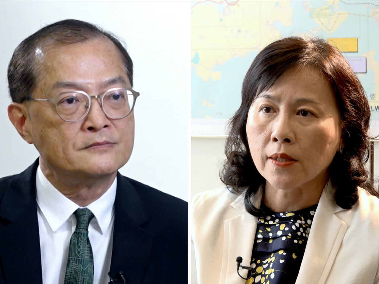 盧寵茂（左）表示，中國已成為世界經濟增長的核心引擎；陳美寶（右）勉勵年輕人將來投身航空和海事行業，服務香港。