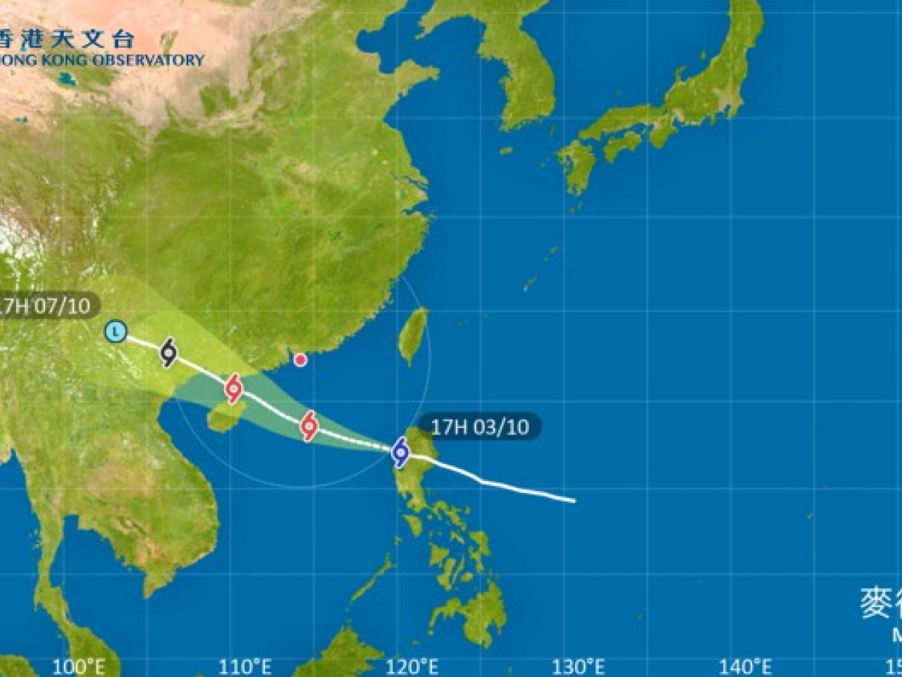 According to present forecast, Severe Tropical Storm Matmo is expected to intensify and become a typhoon. Image courtesy of the Observatory