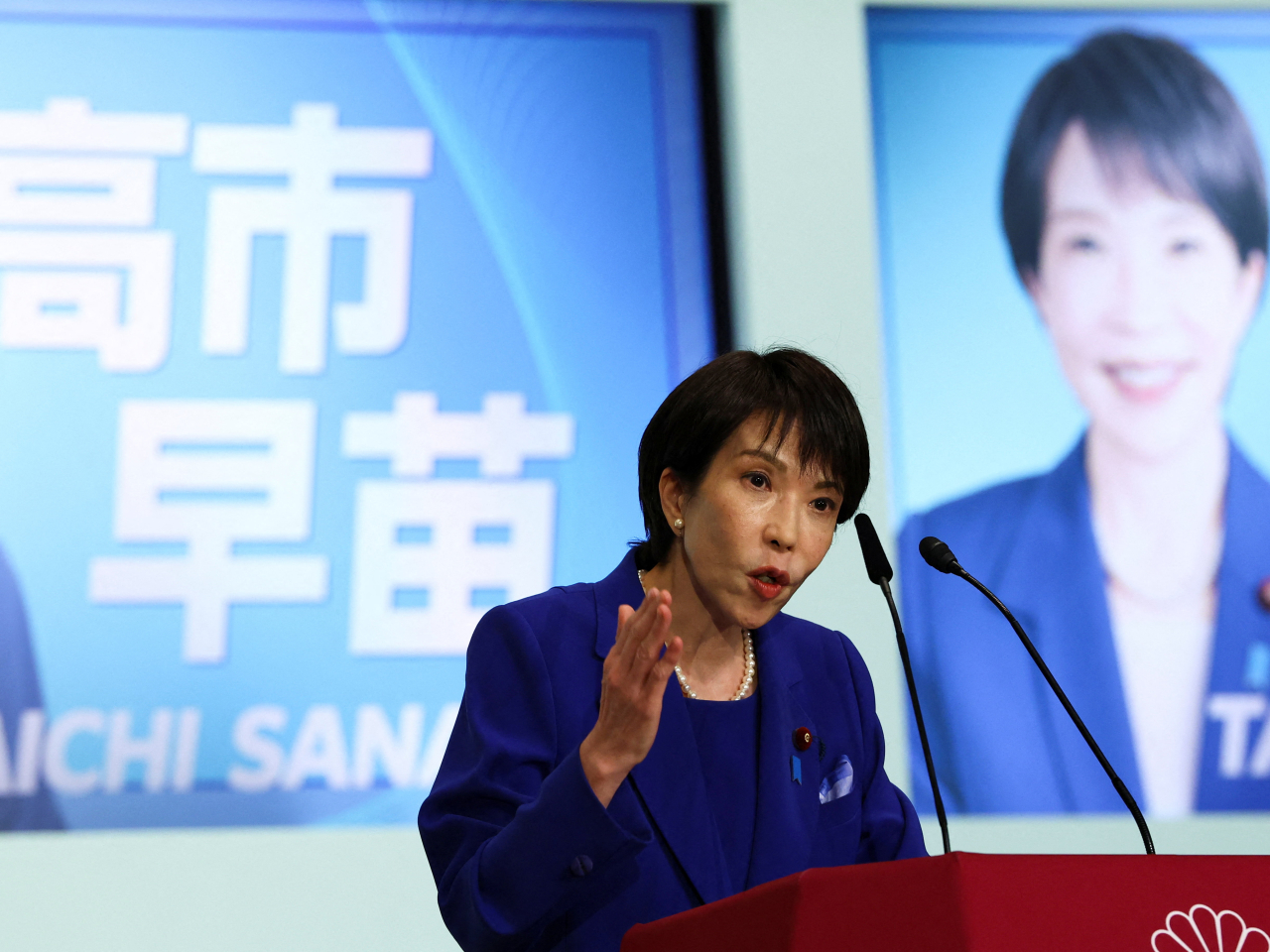 日本前經濟安全保障擔當大臣高市早苗，當選執政自民黨總裁。（路透社）