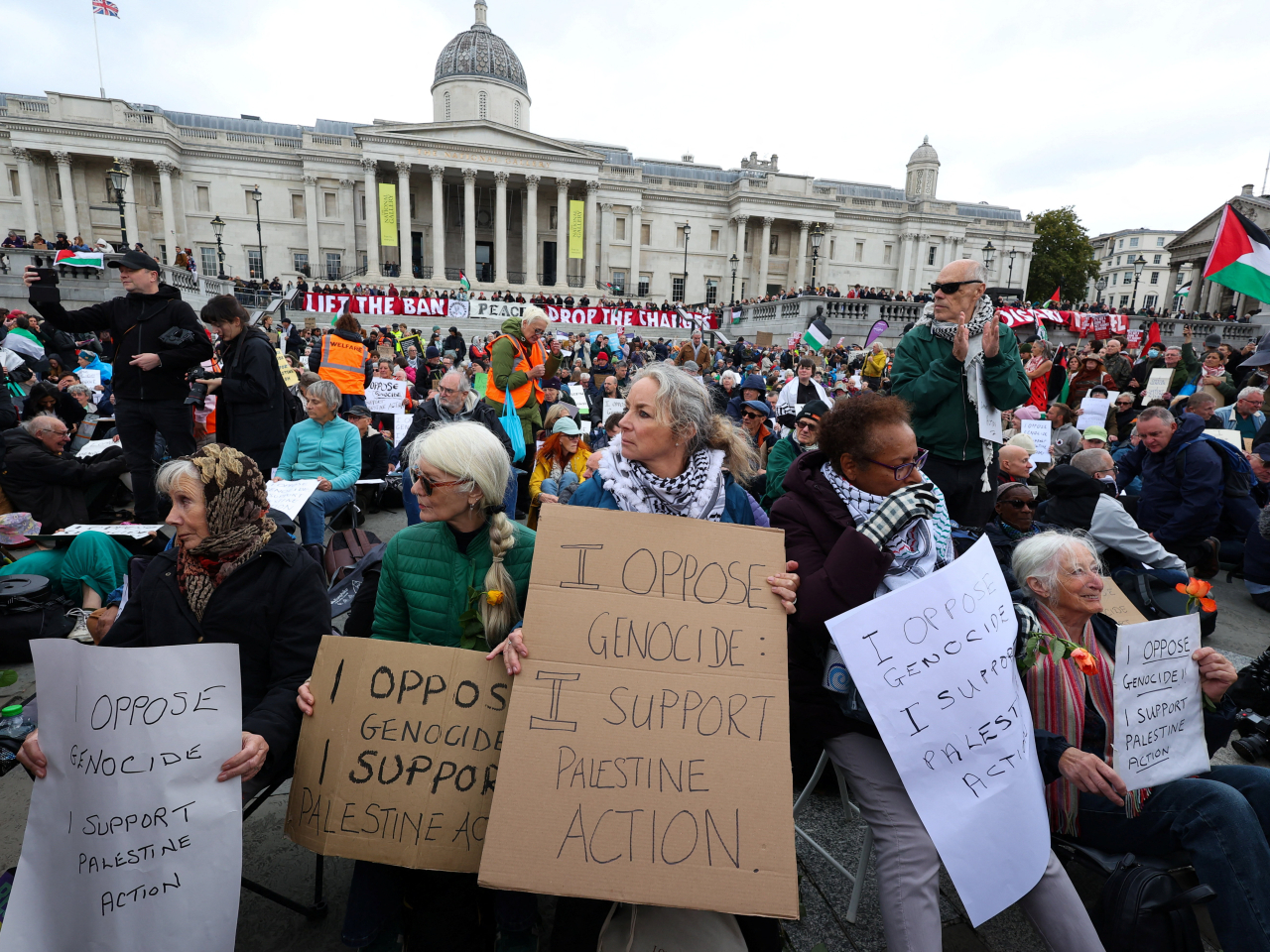 Demonstrations went ahead in central London despite government and police requests to call off the protest after a deadly attack at a synagogue in Manchester. Photo: Reuters