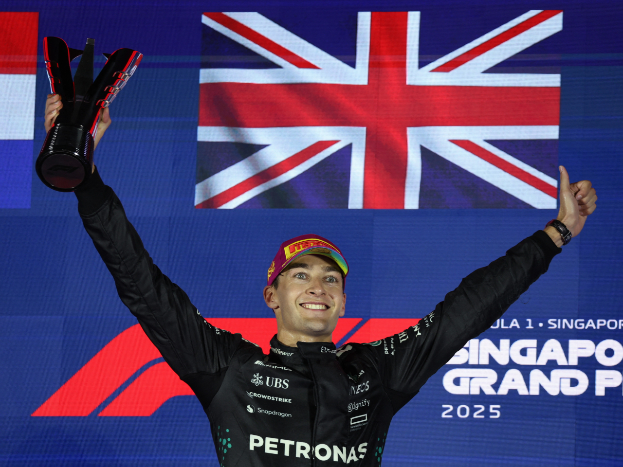 Russell's triumph in Singapore earned him his second win on the season. Photo: Reuters
