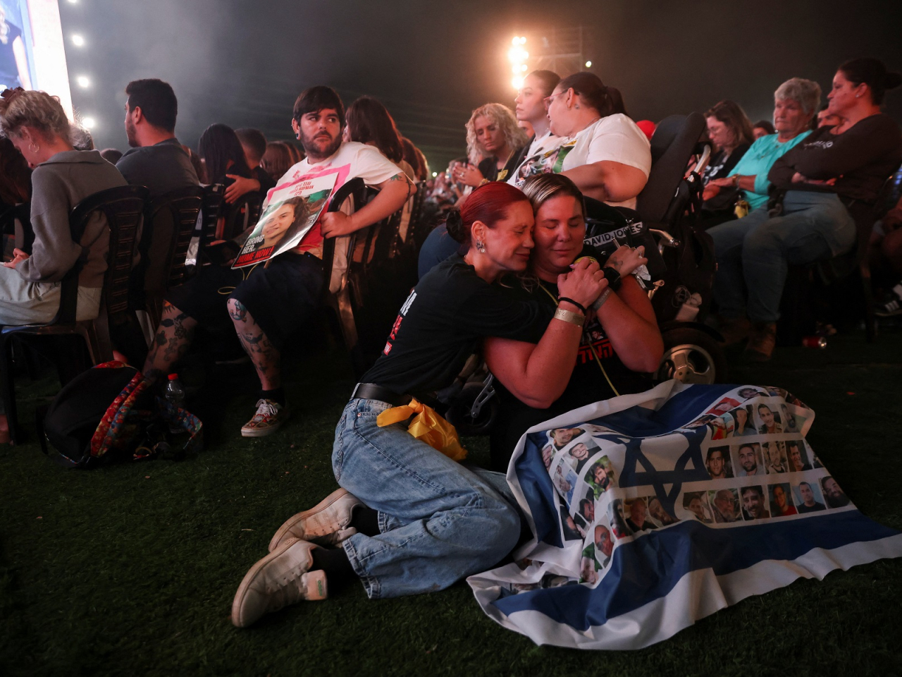 People attend a ceremony to mark the two-year anniversary of the deadly October 7, 2023 attack on Israel by Hamas from Gaza, in Tel Aviv, Israel. Photo: Reuters