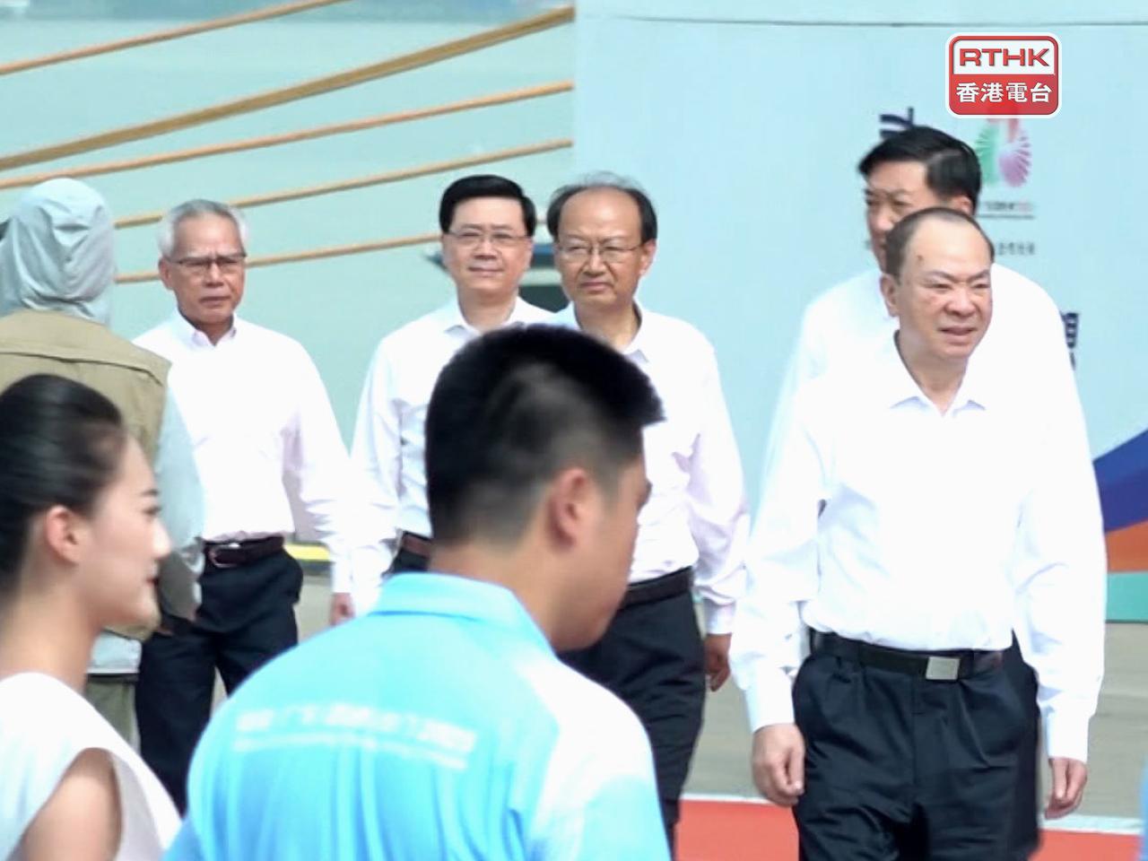 粵港澳三地領導在廣州南沙出席十五運會及殘特奧會火種採集儀式。（陳韋丞攝）