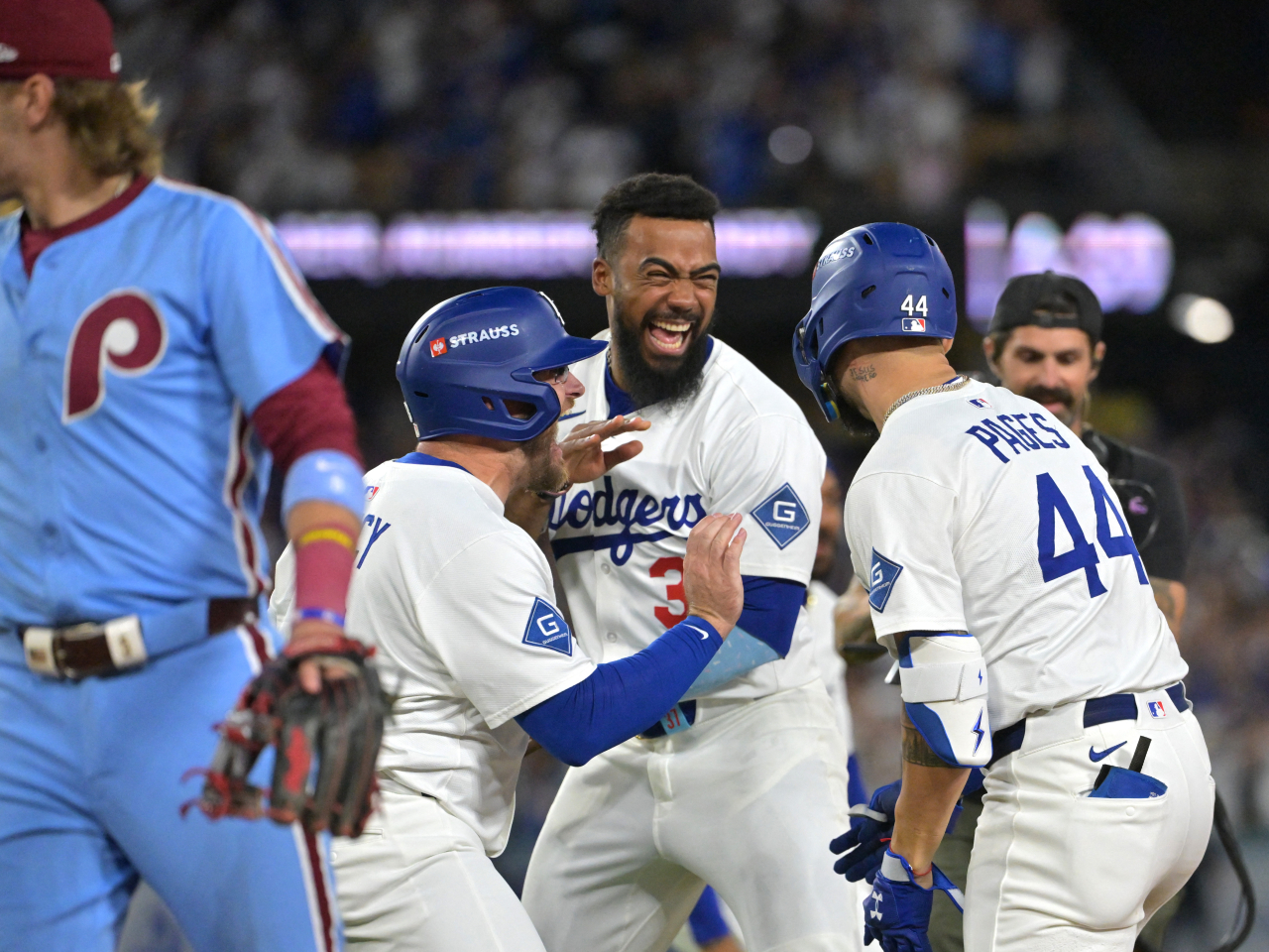 The Dodgers march on in their World Series title defence after an 11-inning victory over the Philadelphia Phillies. Photo: Reuters