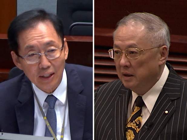 陳健波(左)說,是合適時間交棒。張宇人(右)說,決定不再參選。