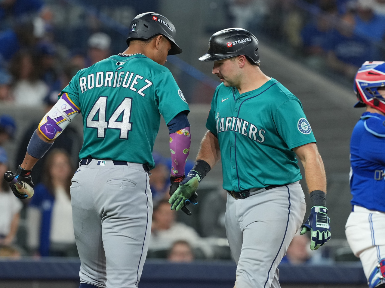 Seattle catcher Cal Raleigh hit a solo home run in the sixth inning to lead the charge for the Mariners. Photo: Reuters