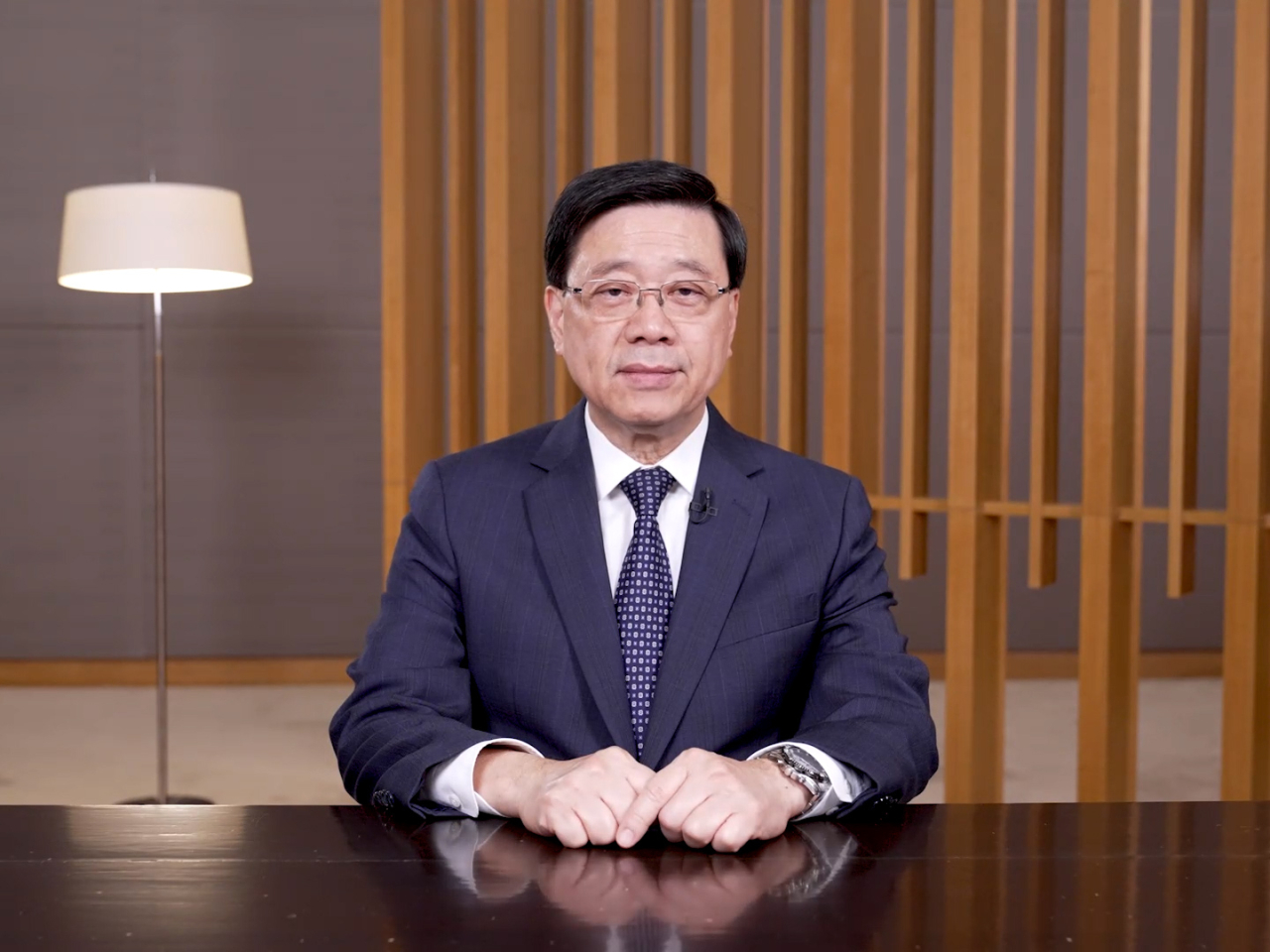李家超表示，當前世界百年未有之大變局加速演進，全球經濟秩序深刻重塑。（政府新聞處）
