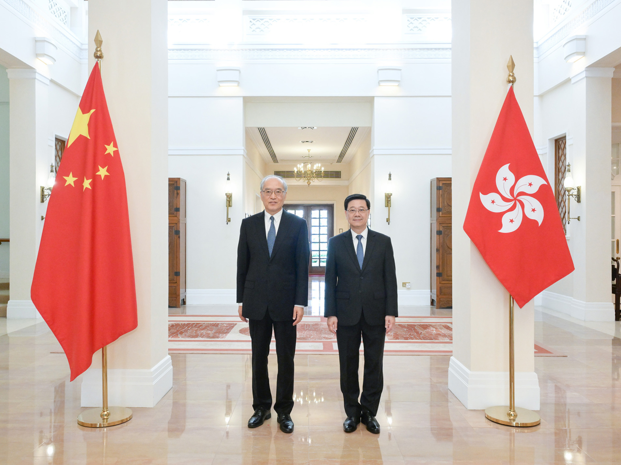 李家超在禮賓府與最高人民法院院長張軍會面。（政府新聞處）