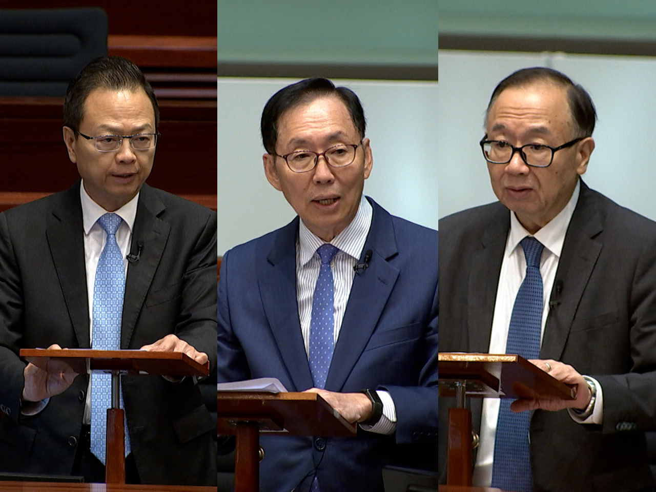 陳紹雄（左）表示共享經濟是大勢所趨；陳健波（中）說，通過修例後真正艱難和複雜的工作才開始；廖長江（右）表示，網約車平台負有盡職審查的責任。