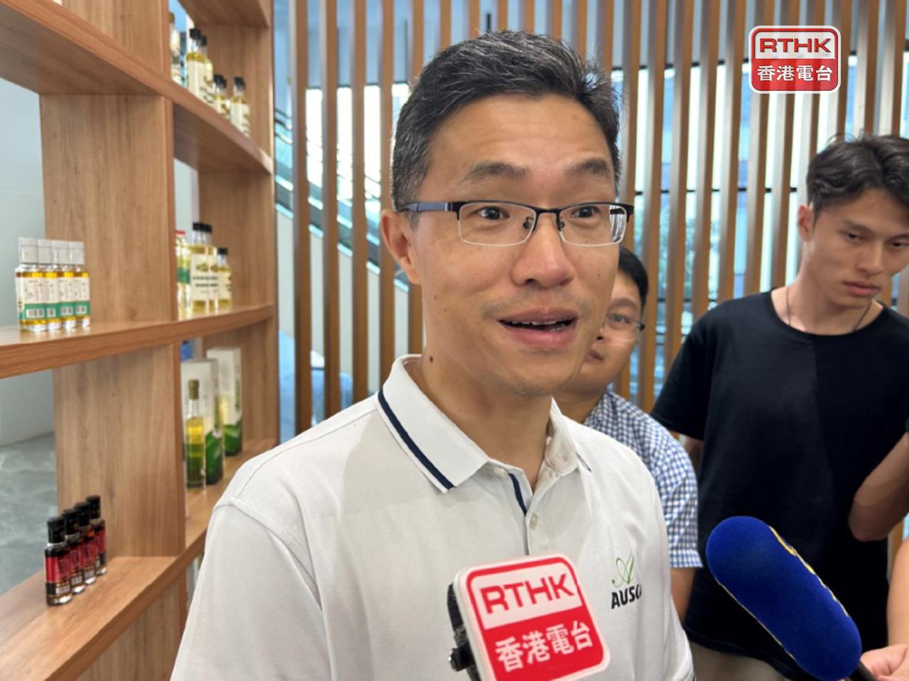 曹又華表示海南自貿港的零關稅、低稅負制度，有效降低成本，比起在其他地方設廠有競爭力。（羅煒皓攝）