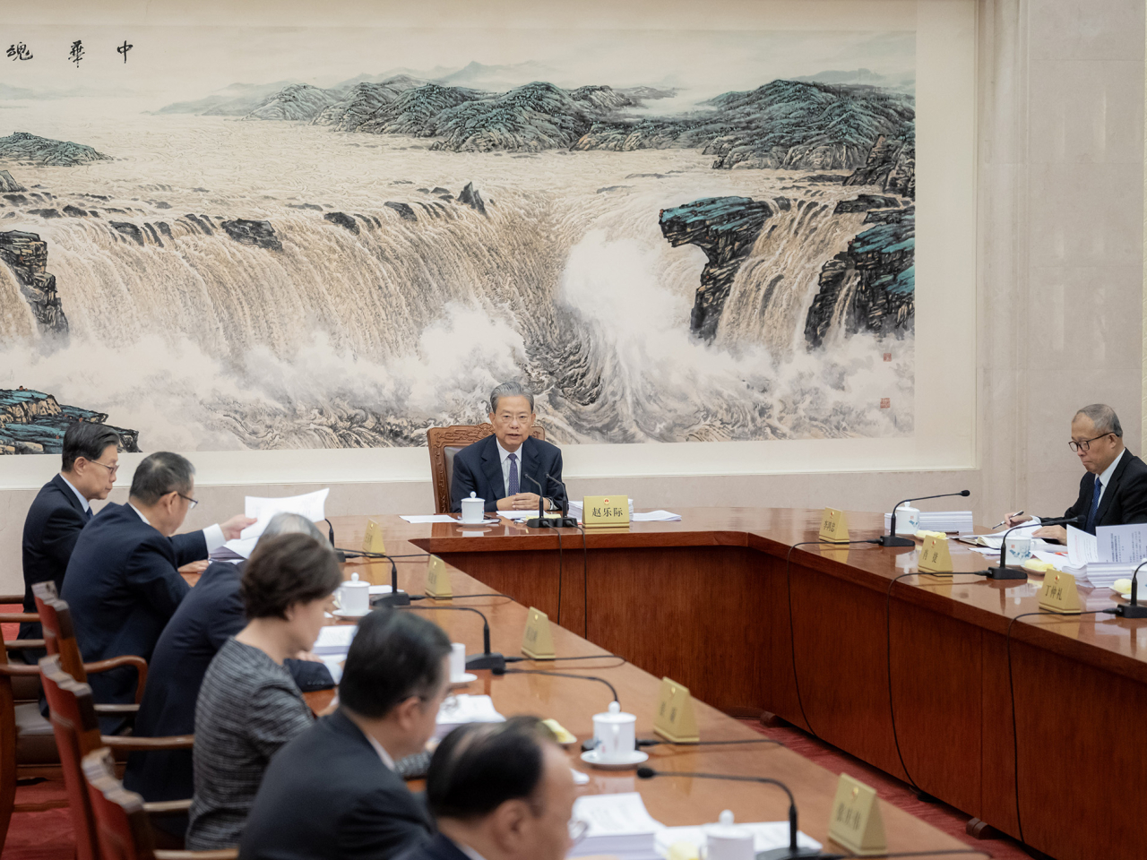 十四屆全國人大常委會第五十一次委員長會議，今日上午舉行。（新華社）