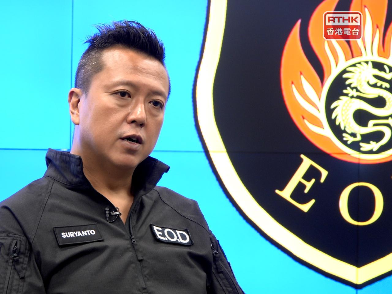 李展超表示，因應十五運會及殘特奧會舉行，爆炸品處理課亦有加強訓練。（廖漢榮攝）