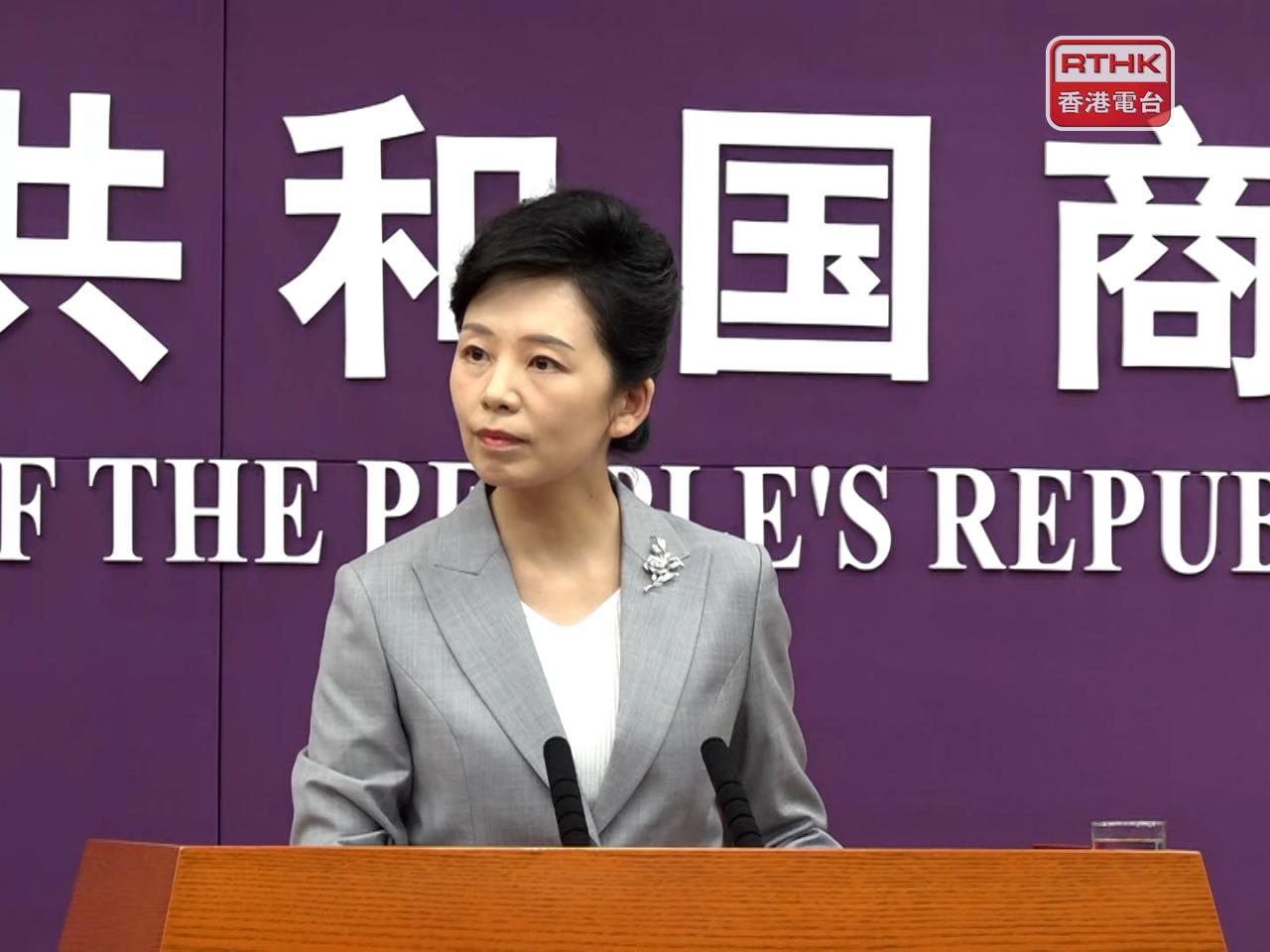 何咏前表示，商務部下一步將加強政策儲備，適時推出新的穩外貿政策。（黃維波攝）