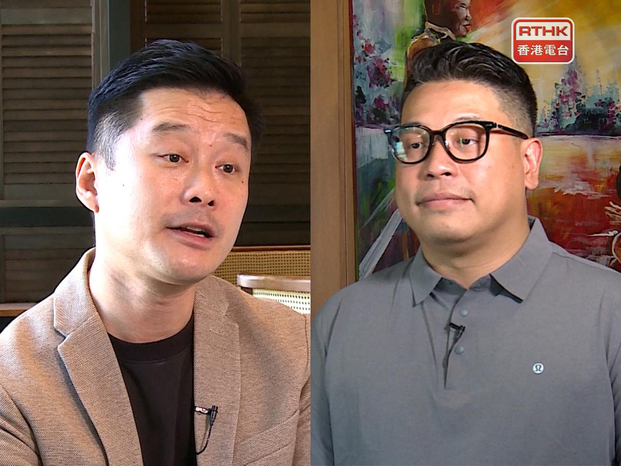 陳定邦（左）指十五運會期間餐廳將增加人手應對。林振成（右）稱會與附近酒店等合作提供優惠吸客。