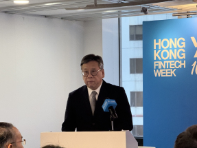 丘應樺表示，香港有28%初創企業創辦人來自香港以外地區，反映香港對有關投資及人才的吸引力。（趙嘉駿攝）