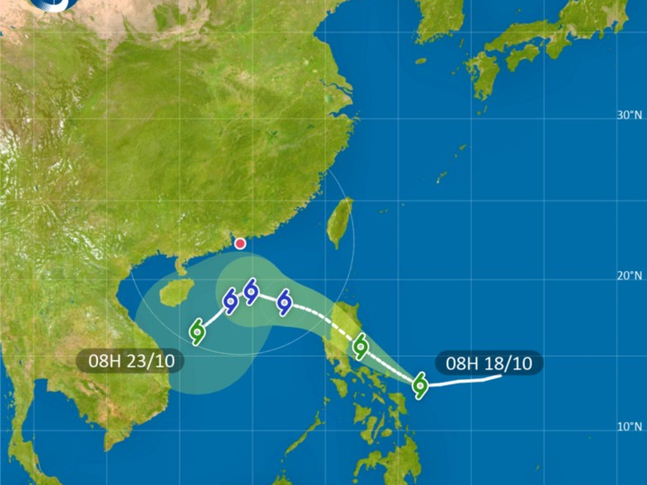 天文台表示，隨著熱帶氣旋風神在星期一稍後逐漸靠近廣東沿岸，屆時會考慮直接發出三號強風信號。（網站截圖）