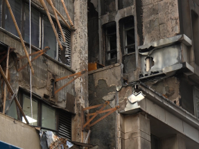 Officials are probing whether scaffolding materials used at Chinachem Tower met flame-retardant standards. File photo: RTHK