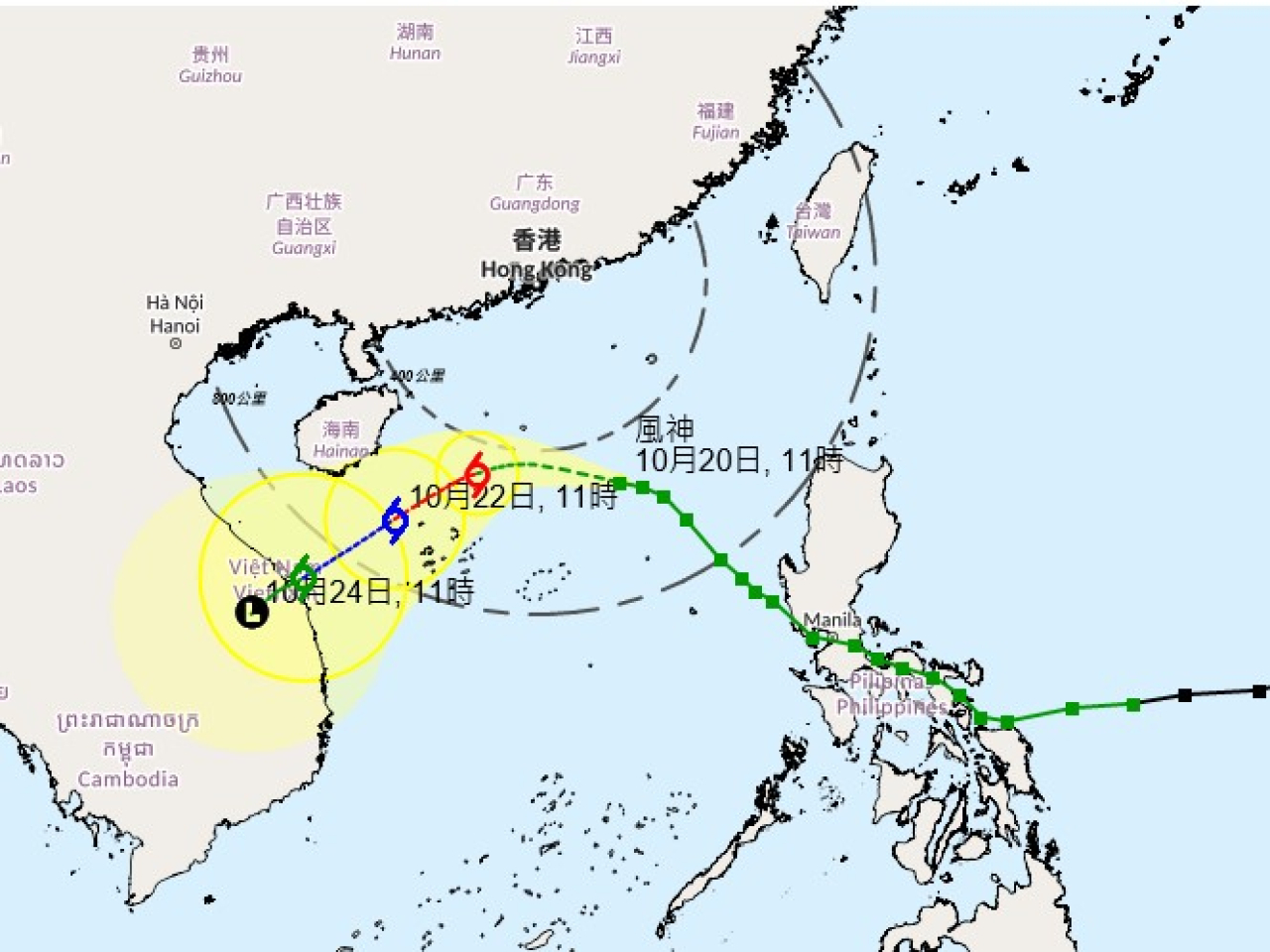隨著風神逐漸靠近廣東沿岸，天文台會在下午5時20分直接發出三號強風信號。（天文台網頁截圖）