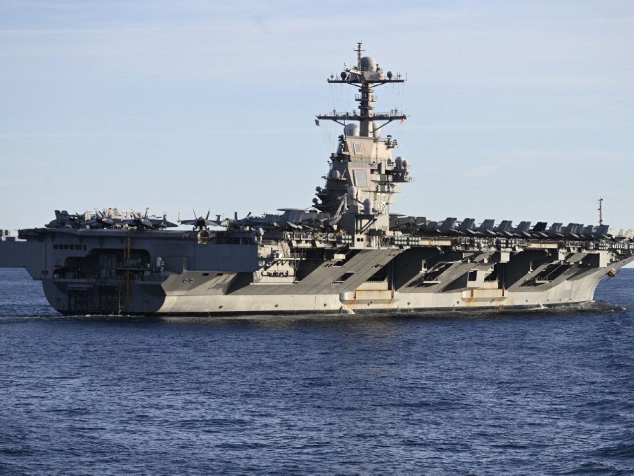 The USS Gerald Ford, the world's largest aircraft carrier, is joining eight warships, a nuclear submarine and F-35 aircraft already in the Caribbean. File photo: AFP