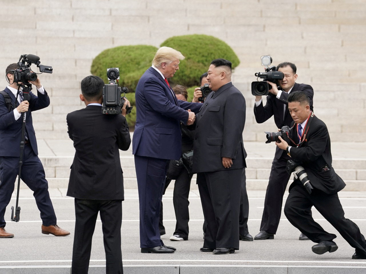 Donald Trump meets Kim Jong-un for the first time in 2019. File photo: Reuters