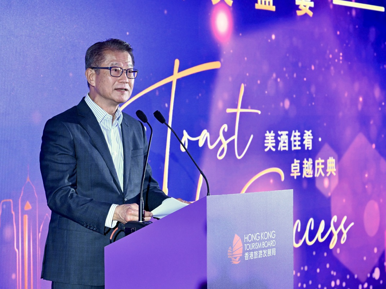 陳茂波表示，本港旅遊業的發展令人鼓舞，今年首9個月有超過3600萬人次旅客訪港，按年增長12%。（政府新聞處）