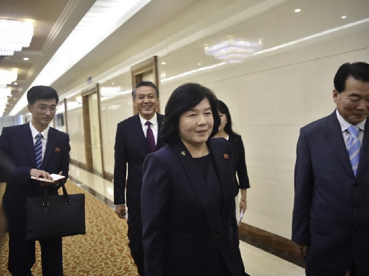 崔善姬（中）應邀將訪問俄羅斯及白俄羅斯。（法新社資料圖片）