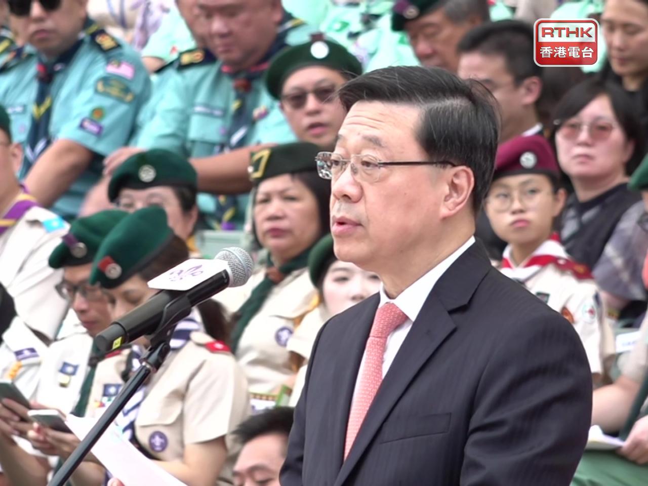The CE said scouts who are eligible voters should cast Legco ballots to help build a better Hong Kong. Photo: RTHK