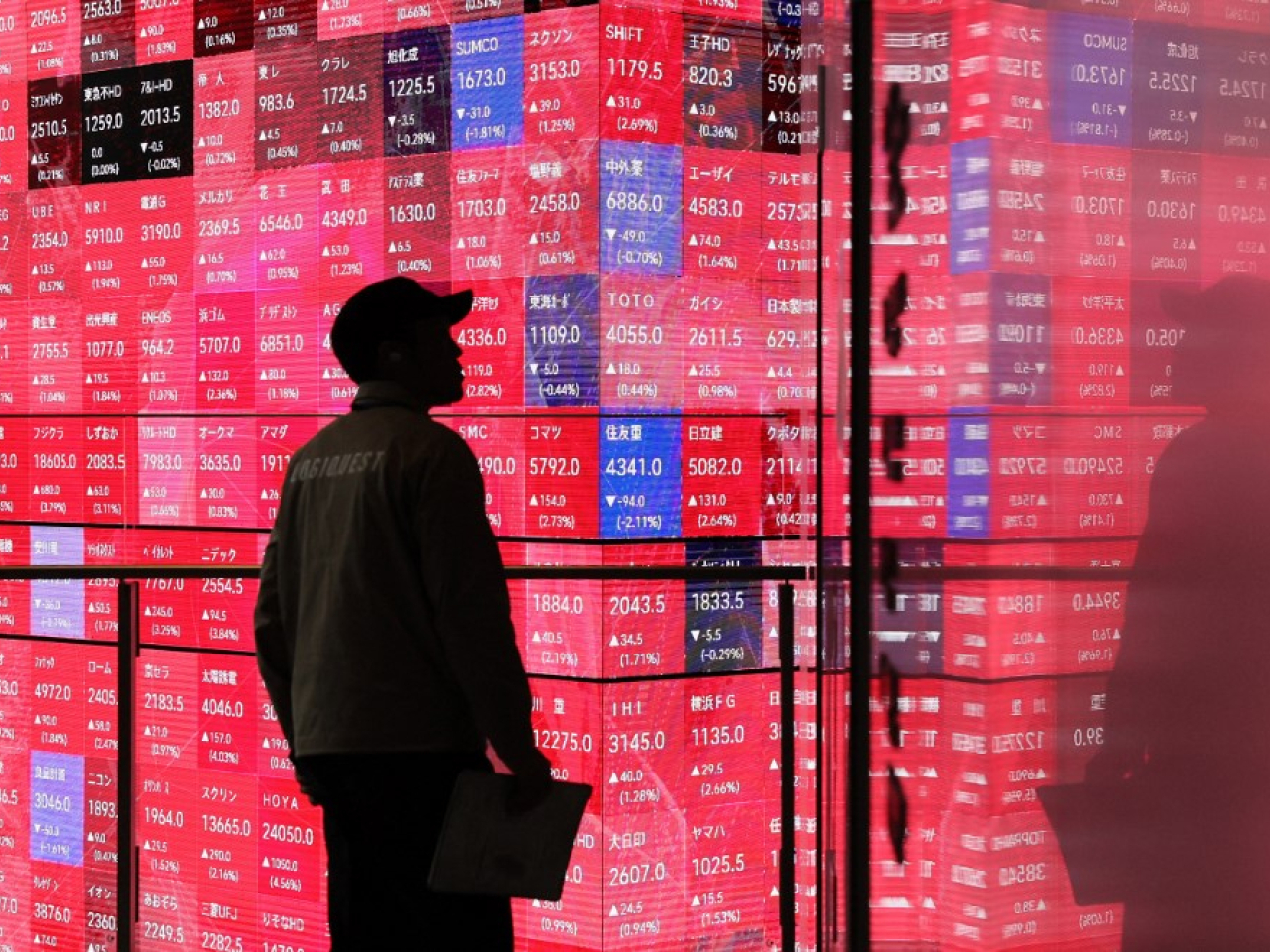 日經平均指數高見50549點，收市報50512點，升1212點，升幅2.46%。（法新社）