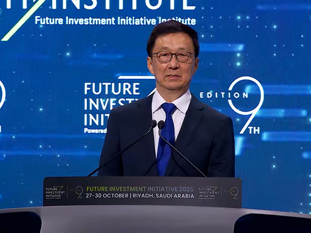 韓正說，中國願同國際社會進行真正的多邊主義。（直播截圖）