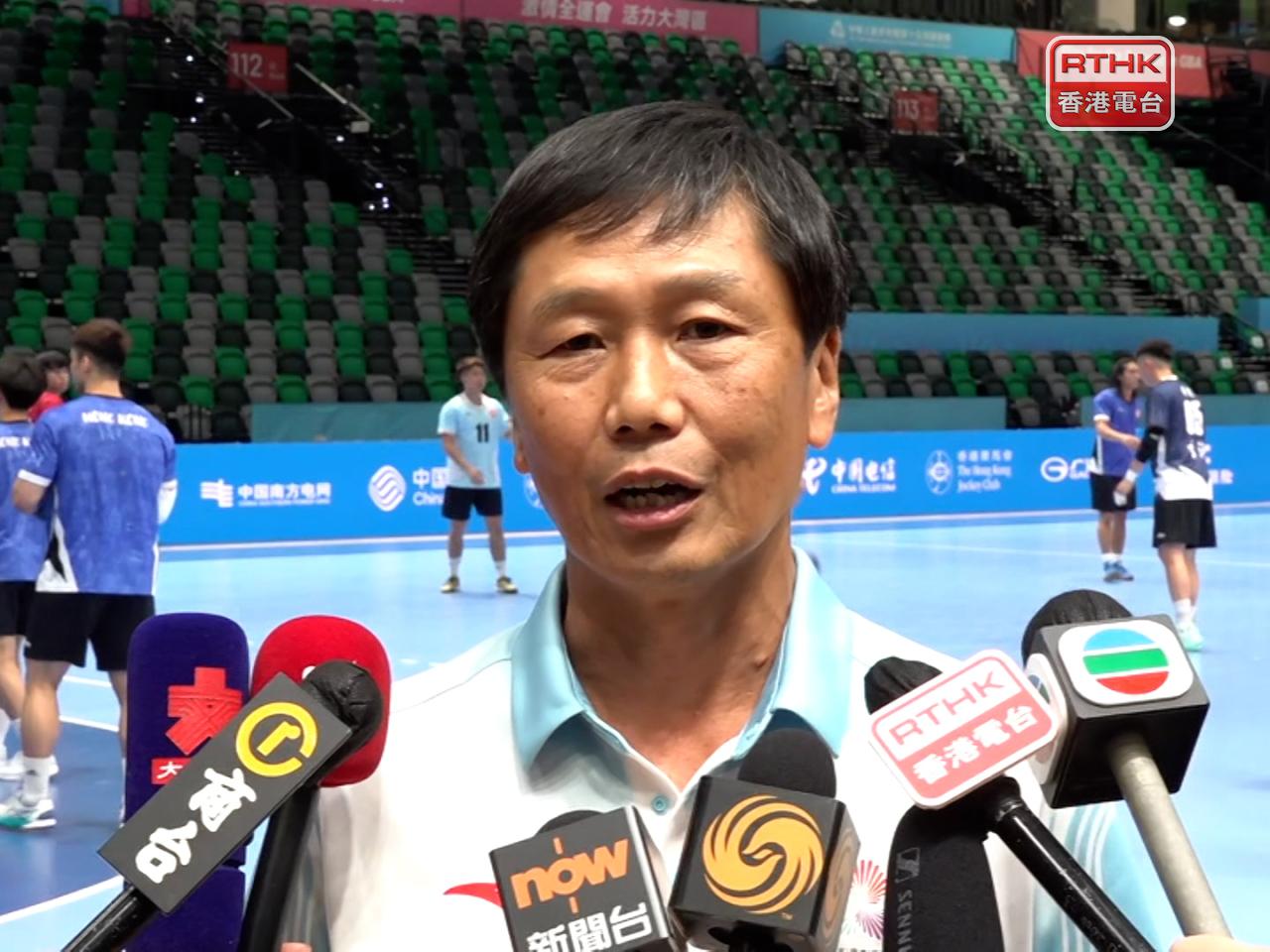 楊德強表示，來港參與全運會手球項目的10支隊伍已經抵港，分批入住酒店。（施華駿攝）