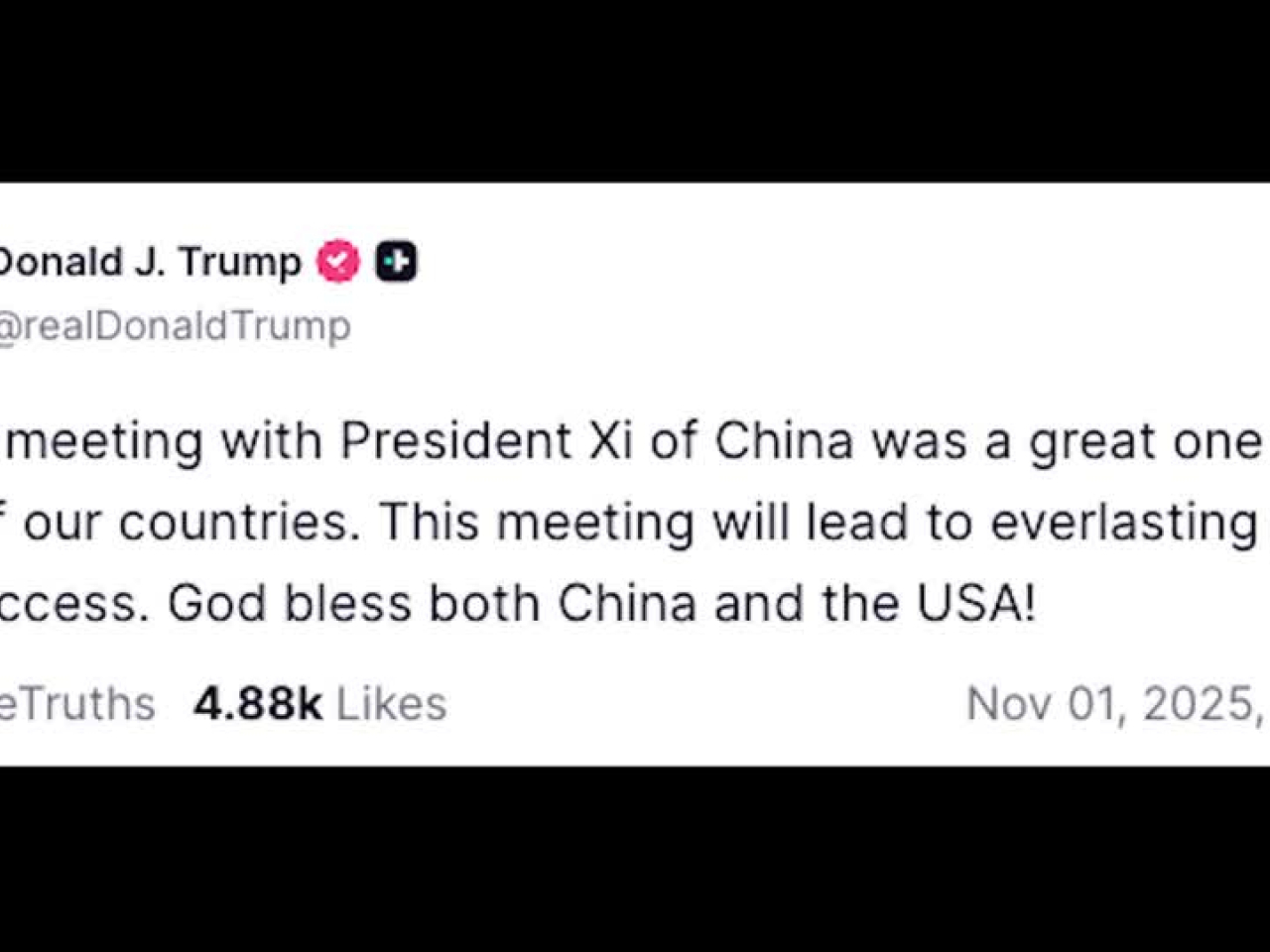 特朗普說，與習近平的會面將為美中帶來持久的和平。(路透社)