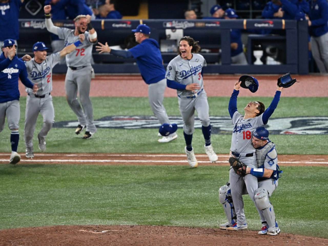 Yoshinobu Yamamoto (18) was named the Most Valuable Player of the World Series. Photo: AFP
