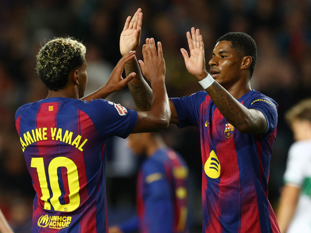 Lamine Yamal and Marcus Rashford were among the goalscorers for the reigning Spanish champions. Photo: Reuters