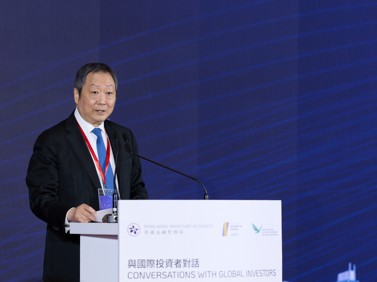 黃天祐稱，香港作為亞洲市場的門戶，致力推動增長、加強投資者信心，並開拓未來新機遇。（峰會提供圖片）