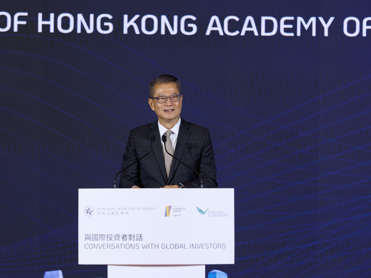陳茂波表示，受惠內地經濟發展及科技創新，香港資本市場仍有增長空間。（峰會提供圖片）